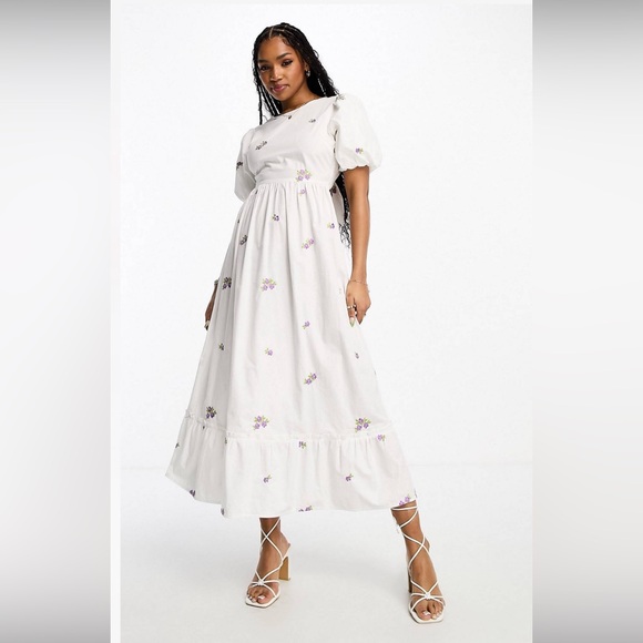 Miss Selfridge Dresses & Skirts - Embroidered Floral Maxi Dress with Back Tie